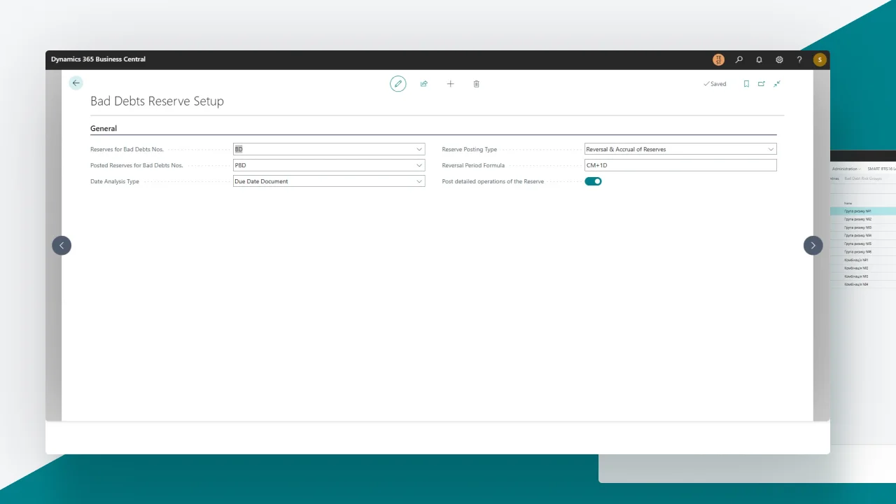 ფანჯრის მაგალითი დებიტორებთან მიმართებაში საეჭვო ვალების რეზერვების დადგენის მიზნით