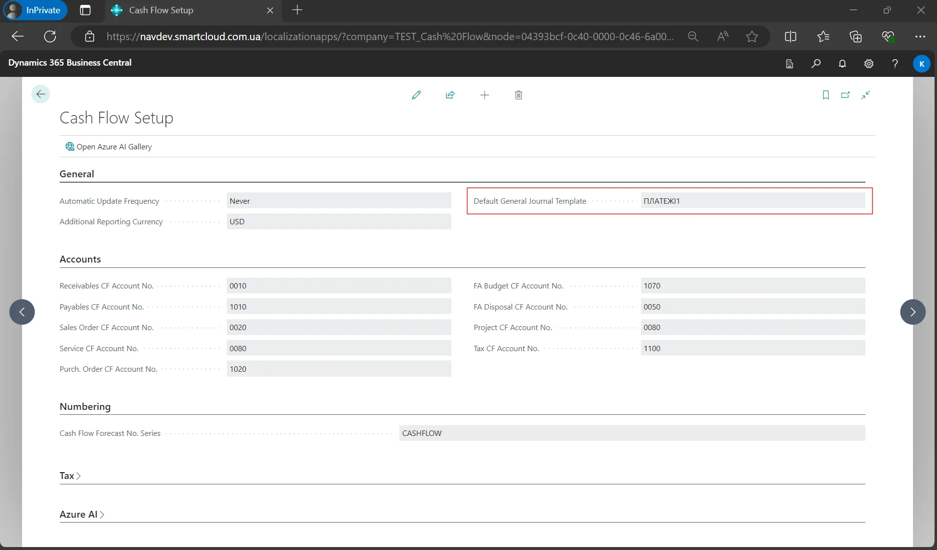 Зображення 8 Налаштування фінансового журналу по замовчуванню для створення платежів на основі операцій книги руху грошових кош