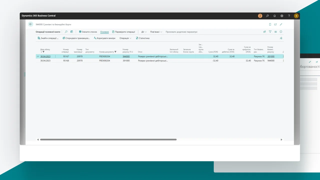 6 Приклад операції нарахування резерву сумнівних боргів щодо дебіторської заборгованості