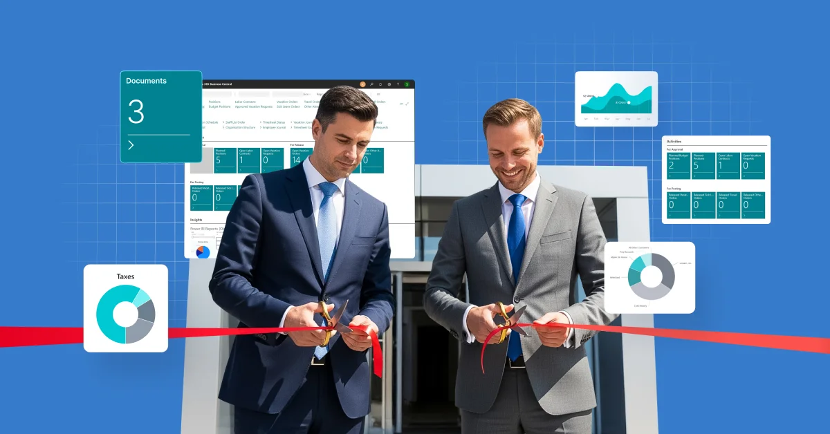 Зображення двох бізнесменів, що перерізають червону стрічку, символізуючи відкриття нового етапу цифрового розвитку банку Two businessmen cutting a red ribbon, symbolizing the launch of a new stage in the bank’s digital development