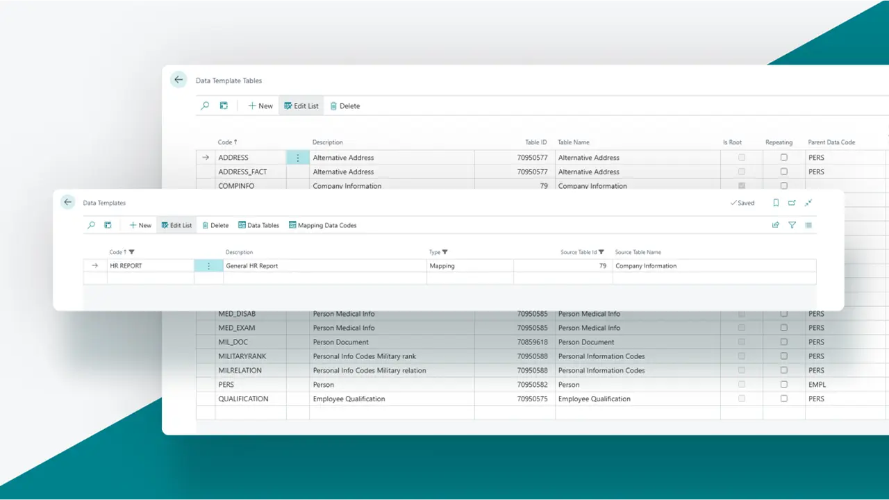 Solution interface for creating a data template for a universal Excel report