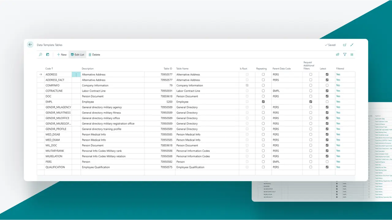 Solution interface for creating a data template for a universal Excel report