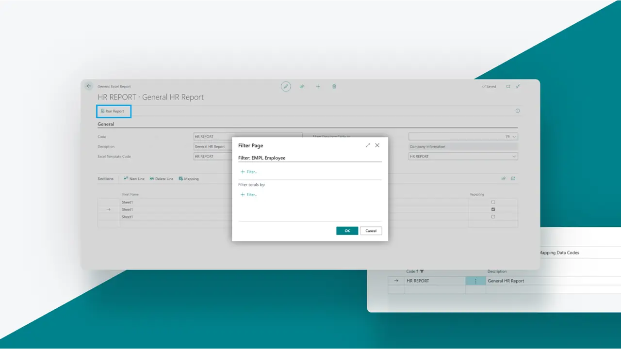 Report generation interface in the SMART Generic Excel Report solution