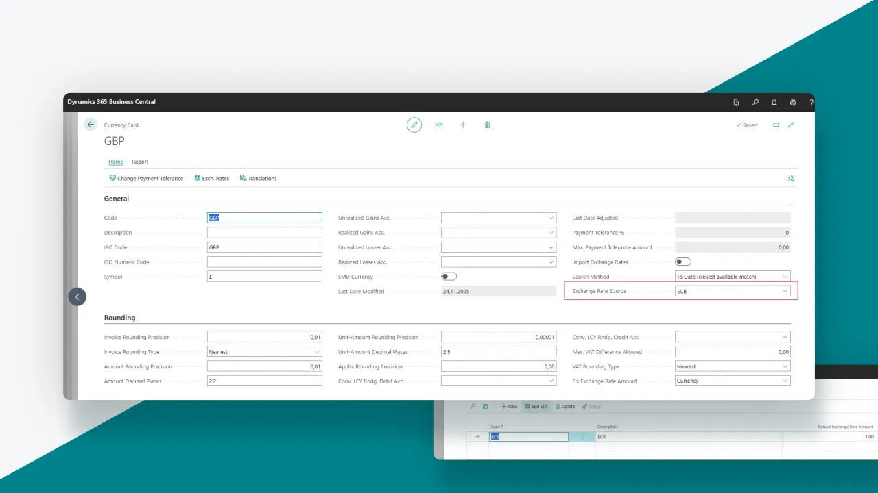 example of SMART FX Rates setup: Currency Card