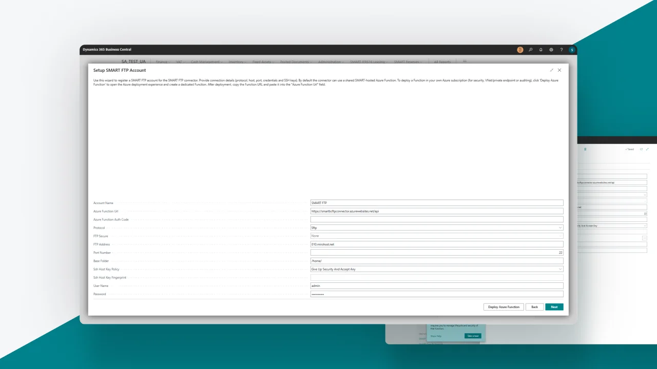 Przykład konfiguracji SMART External File Storage — FTP Connector